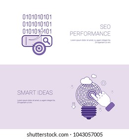 Seo Performance And Smart Ideas Marketing Concept Template Web Banner With Copy Space Vector Illustration