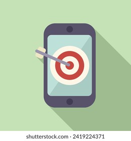 Seo phone target icon flat vector. Rank boost. Net explore