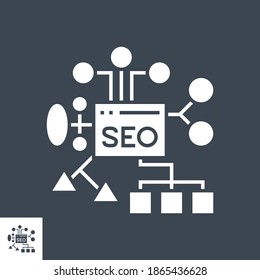 SEO Planing Related Vector Glyph Icon. Isolated on Black Background. Vector Illustration.