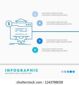 seo, progress, globe, technology, website Infographics Template for Website and Presentation. Line Blue icon infographic style vector illustration