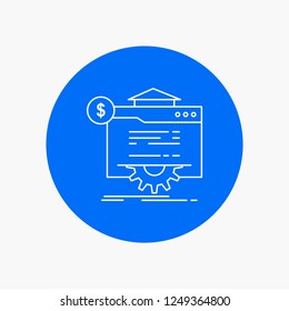 seo, progress, globe, technology, website White Line Icon in Circle background. vector icon illustration