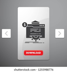 seo, progress, globe, technology, website Glyph Icon in Carousal Pagination Slider Design & Red Download Button