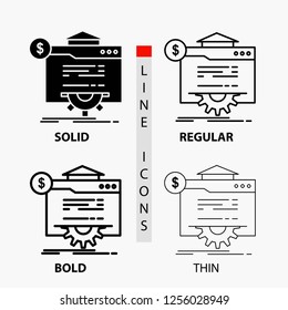 seo, progress, globe, technology, website Icon in Thin, Regular, Bold Line and Glyph Style. Vector illustration