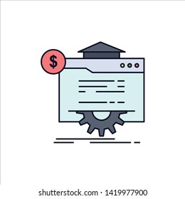 seo, progress, globe, technology, website Flat Color Icon Vector