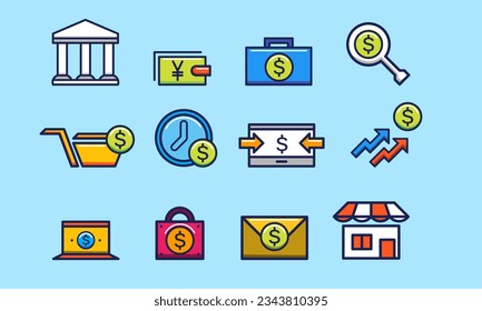 SEO and promotion flat icons collection. Business icon set. Thin line icon pack. Flat vector illustration