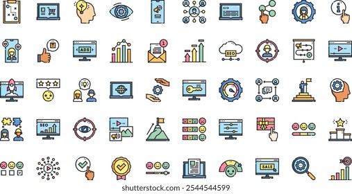 Seo and promotion icons High-Quality Vector Icons Collection with Editable Stroke. Ideal for Professional and Creative Projects.