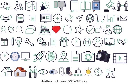 SEO and promotion line icons collection
