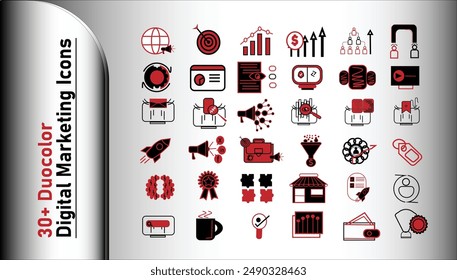 SEO and promotion line icons containing digital marketing all icons vector illustration including global audience, target audience, viral marketing, sales, growth, shop, web development...