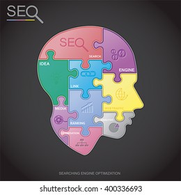 SEO puzzle head, vector