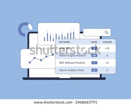 SEO rank tracker and ranking tool for monitoring keyword positions. Analyzing performance, tracking SERP, providing search metrics, insights, SEO rank reporting to enhance search engine optimization