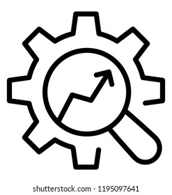 Seo ranking analysis via line graph under ,magnifier 
