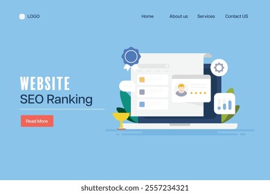 SEO Ranking concept, Search engine result page, Website SEO ranking report, SEO analysis - vector illustration landing page template