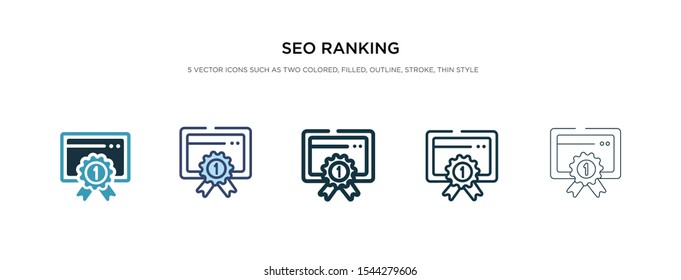 seo ranking icon in different style vector illustration. two colored and black seo ranking vector icons designed in filled, outline, line and stroke style can be used for web, mobile, ui