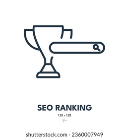 SEO Ranking Icon. Search Engine Optimization, Result Page, Position. Editable Stroke. Simple Vector Icon