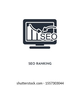 seo ranking icon. simple element illustration. isolated trendy filled seo ranking icon on white background. can be used for web, mobile, ui.