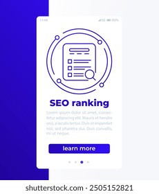 SEO ranking vector banner design with line icon