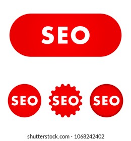 Seo red button. vector illustration. flat style