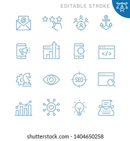 Seo related icons. Editable stroke. Thin vector icon set, black and white kit