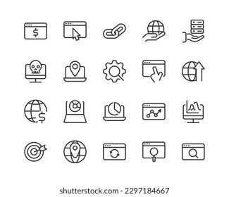 seo related line icons. Vector linear object set. 48x48 Pixel Perfect with editable stroke