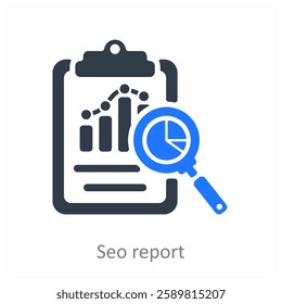 Seo Report and analysis icon concept