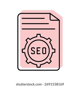 SEO Report color shadow thinline icon , vector, pixel perfect, illustrator file 