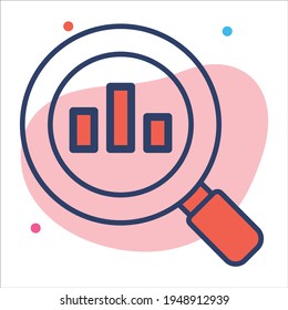 Icono de línea plana del informe SEO