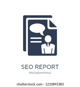 SEO report icon. Trendy flat vector SEO report icon on white background from Programming collection, vector illustration can be use for web and mobile, eps10