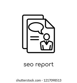 SEO report icon. Trendy modern flat linear vector SEO report icon on white background from thin line Programming collection, editable outline stroke vector illustration