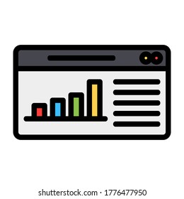 Seo report icon vector illustration in filled line style for any projects, use for website mobile app presentation