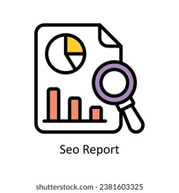 Ilustración de diseño de esquema relleno de Seo Report. Símbolo del archivo EPS 10 de fondo blanco 