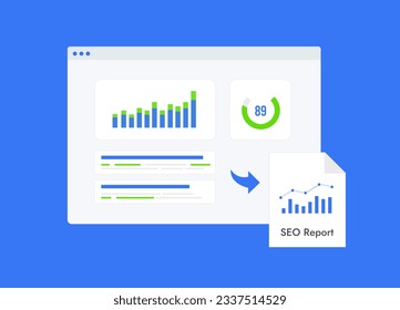 SEO reports and research competitor analysis concept. Data dashboard with market research and web analytics, website SEO reports, keyword optimization web performance audit and business finance report