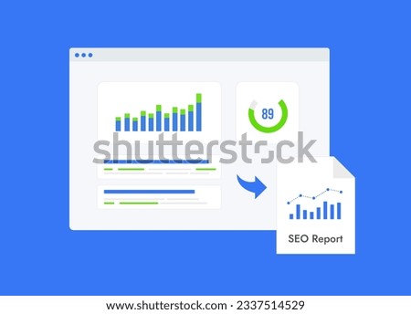 SEO reports and research competitor analysis concept. Data dashboard with market research and web analytics, website SEO reports, keyword optimization web performance audit and business finance report