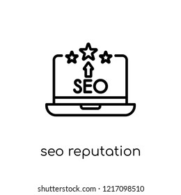 SEO Reputation icon. Trendy modern flat linear vector SEO Reputation icon on white background from thin line Programming collection, editable outline stroke vector illustration