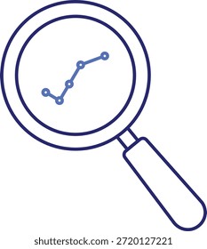 SEO Research and Analysis Icon Line Art Magnifying Glass with Chart for Keyword and Trend Discovery	