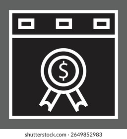 SEO ribbon browser icon representing awards, trust seals or content quality mark with transparent background
