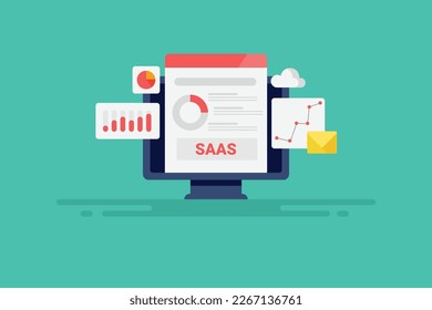 SEO for Saas marketing, Saas product marketing, Analysis of Digital marketing campaign - flat design vector illustration with icons