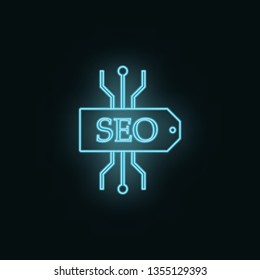 Seo, scheme, neon, icon. Web Development Vector Icon. Element of simple symbol for websites, web design, mobile app, infographics. Line symbol for website design