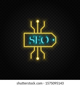 seo, scheme neon vector icon. Blue and yellow neon vector icon