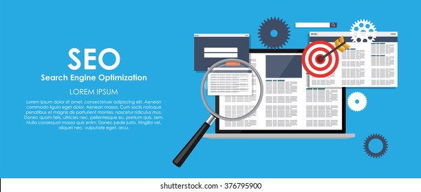 SEO Search Engine Optimazation Vector illustration. Flat computing background. EPS10
