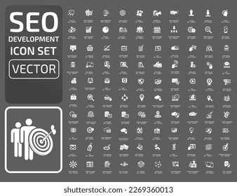 SEO Search Engine Optimisation vector icon set