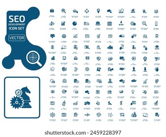 SEO Search Engine Optimisation Vector Icon Set