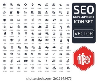 SEO Search Engine Optimisation Vector Icon Set