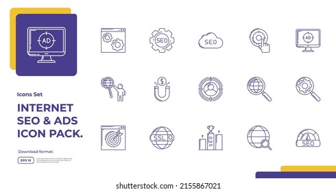SEO Search Engine Optimization und Werbe-Internet-Icon-Set