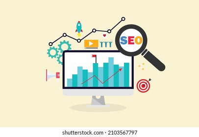 SEO Search Engine Optimization, concept for promoting ranking traffic on website, optimizing your website to rank in search engines or SEO.