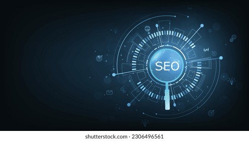 SEO, Search Engine Optimization concept. Smart search, Searching information data on internet networking concept.	