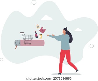 SEO, Search Engine Optimization, customer search online and buy from website, conversion rate concept.flat characters.