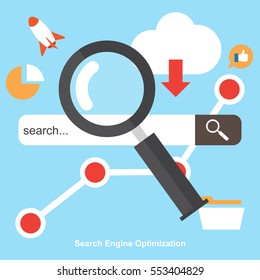 SEO , Search Engine Optimization. Digital Marketing. Icons set of analytics search , information and website.Vector Illustration.