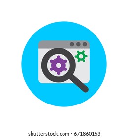 SEO, Search engine optimization flat icon. Round colorful button, circular vector sign, logo illustration. Flat style design