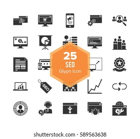 SEO Search Engine Optimization Glyph Icon set
