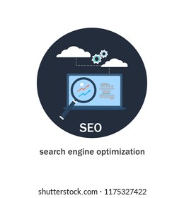 SEO search engine optimization icon. Flat style vector illustration